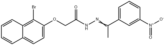 2-[(1-bromo-2-naphthyl)oxy]-N'-(1-{3-nitrophenyl}ethylidene)acetohydrazide Struktur