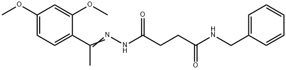 N-benzyl-4-{2-[1-(2,4-dimethoxyphenyl)ethylidene]hydrazino}-4-oxobutanamide Struktur