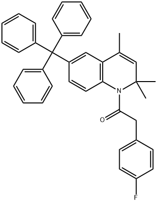 1-[(4-fluorophenyl)acetyl]-2,2,4-trimethyl-6-trityl-1,2-dihydroquinoline Struktur