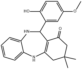 11-(2-hydroxy-5-methoxyphenyl)-3,3-dimethyl-2,3,4,5,10,11-hexahydro-1H-dibenzo[b,e][1,4]diazepin-1-one Struktur