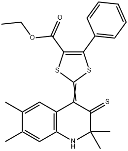 ethyl 5-phenyl-2-(2,2,6,7-tetramethyl-3-thioxo-2,3-dihydro-4(1H)-quinolinylidene)-1,3-dithiole-4-carboxylate Struktur