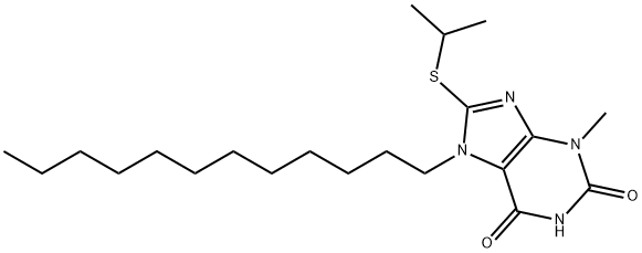 7-dodecyl-8-(isopropylsulfanyl)-3-methyl-3,7-dihydro-1H-purine-2,6-dione Struktur