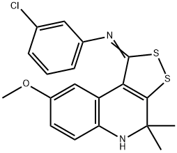 3-chloro-N-(8-methoxy-4,4-dimethyl-4,5-dihydro-1H-[1,2]dithiolo[3,4-c]quinolin-1-ylidene)aniline Struktur