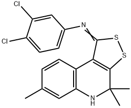 N-(3,4-dichlorophenyl)-N-(4,4,7-trimethyl-4,5-dihydro-1H-[1,2]dithiolo[3,4-c]quinolin-1-ylidene)amine Struktur