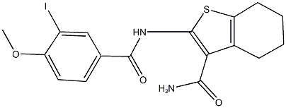 2-[(3-iodo-4-methoxybenzoyl)amino]-4,5,6,7-tetrahydro-1-benzothiophene-3-carboxamide Struktur