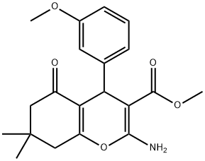 methyl 2-amino-4-(3-methoxyphenyl)-7,7-dimethyl-5-oxo-5,6,7,8-tetrahydro-4H-chromene-3-carboxylate Struktur