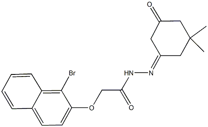 2-[(1-bromo-2-naphthyl)oxy]-N'-(3,3-dimethyl-5-oxocyclohexylidene)acetohydrazide Struktur