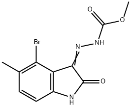 methyl 2-(4-bromo-5-methyl-2-oxo-1,2-dihydro-3H-indol-3-ylidene)hydrazinecarboxylate Struktur