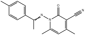 4,6-dimethyl-1-{[1-(4-methylphenyl)ethylidene]amino}-2-oxo-1,2-dihydro-3-pyridinecarbonitrile Struktur