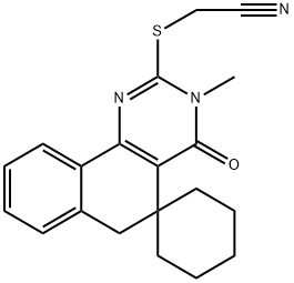 2-[(cyanomethyl)sulfanyl]-3-methyl-4-oxo-3,4,5,6-tetrahydrospiro(benzo[h]quinazoline-5,1'-cyclohexane) Struktur