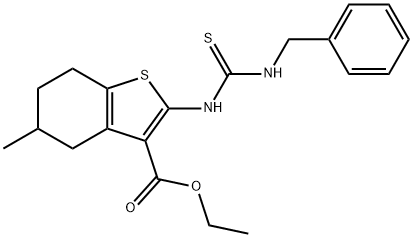 ethyl 2-{[(benzylamino)carbothioyl]amino}-5-methyl-4,5,6,7-tetrahydro-1-benzothiophene-3-carboxylate Struktur