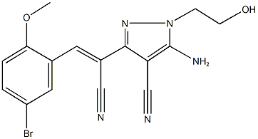 5-amino-3-[2-(5-bromo-2-methoxyphenyl)-1-cyanovinyl]-1-(2-hydroxyethyl)-1H-pyrazole-4-carbonitrile Struktur