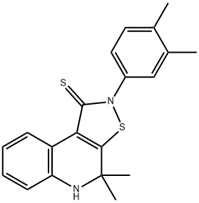 2-(3,4-dimethylphenyl)-4,4-dimethyl-4,5-dihydroisothiazolo[5,4-c]quinoline-1(2H)-thione Struktur