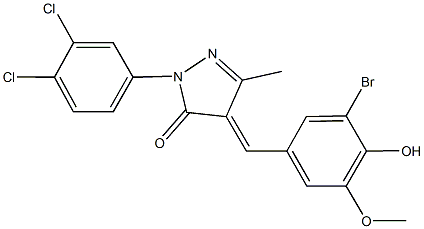 4-(3-bromo-4-hydroxy-5-methoxybenzylidene)-2-(3,4-dichlorophenyl)-5-methyl-2,4-dihydro-3H-pyrazol-3-one Struktur