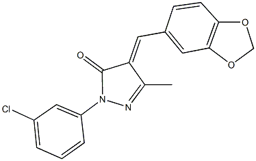 4-(1,3-benzodioxol-5-ylmethylene)-2-(3-chlorophenyl)-5-methyl-2,4-dihydro-3H-pyrazol-3-one Struktur