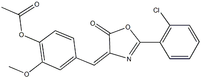 4-[(2-(2-chlorophenyl)-5-oxo-1,3-oxazol-4(5H)-ylidene)methyl]-2-methoxyphenyl acetate Struktur