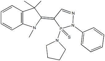 1,3,3-trimethyl-2-[2-phenyl-3-(1-pyrrolidinyl)-3-sulfido-2,3-dihydro-4H-1,2,3-diazaphosphol-4-ylidene]indoline Struktur