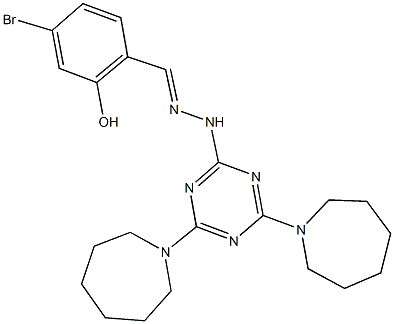 4-bromo-2-hydroxybenzaldehyde [4,6-di(1-azepanyl)-1,3,5-triazin-2-yl]hydrazone Struktur