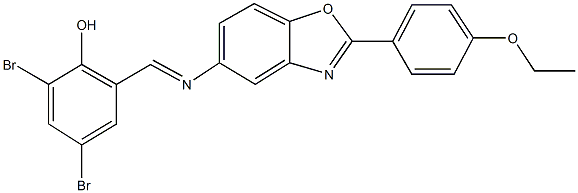 2,4-dibromo-6-({[2-(4-ethoxyphenyl)-1,3-benzoxazol-5-yl]imino}methyl)phenol Struktur