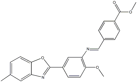 methyl 4-({[2-methoxy-5-(5-methyl-1,3-benzoxazol-2-yl)phenyl]imino}methyl)benzoate Struktur