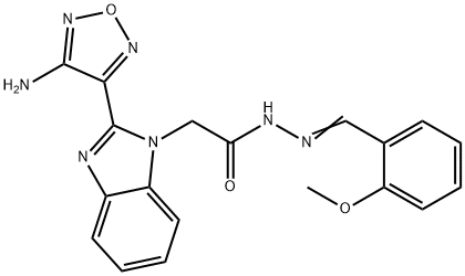 2-[2-(4-amino-1,2,5-oxadiazol-3-yl)-1H-benzimidazol-1-yl]-N'-(2-methoxybenzylidene)acetohydrazide Struktur