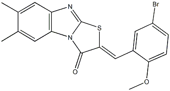 2-(5-bromo-2-methoxybenzylidene)-6,7-dimethyl[1,3]thiazolo[3,2-a]benzimidazol-3(2H)-one Struktur