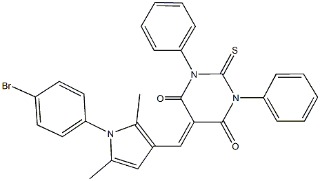 5-{[1-(4-bromophenyl)-2,5-dimethyl-1H-pyrrol-3-yl]methylene}-1,3-diphenyl-2-thioxodihydro-4,6(1H,5H)-pyrimidinedione Struktur