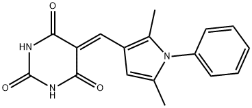 5-[(2,5-dimethyl-1-phenyl-1H-pyrrol-3-yl)methylene]-2,4,6(1H,3H,5H)-pyrimidinetrione Struktur