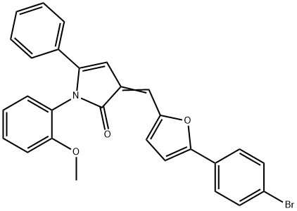 3-{[5-(4-bromophenyl)-2-furyl]methylene}-1-(2-methoxyphenyl)-5-phenyl-1,3-dihydro-2H-pyrrol-2-one Struktur