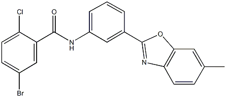 5-bromo-2-chloro-N-[3-(6-methyl-1,3-benzoxazol-2-yl)phenyl]benzamide Struktur