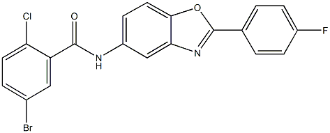 5-bromo-2-chloro-N-[2-(4-fluorophenyl)-1,3-benzoxazol-5-yl]benzamide Struktur