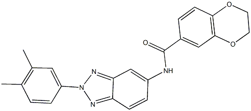 N-[2-(3,4-dimethylphenyl)-2H-1,2,3-benzotriazol-5-yl]-2,3-dihydro-1,4-benzodioxine-6-carboxamide Struktur