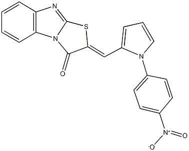 2-[(1-{4-nitrophenyl}-1H-pyrrol-2-yl)methylene][1,3]thiazolo[3,2-a]benzimidazol-3(2H)-one Struktur