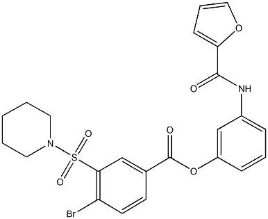 3-(2-furoylamino)phenyl 4-bromo-3-(1-piperidinylsulfonyl)benzoate Struktur