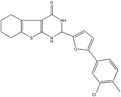 2-[5-(3-chloro-4-methylphenyl)-2-furyl]-2,3,5,6,7,8-hexahydro[1]benzothieno[2,3-d]pyrimidin-4(1H)-one Struktur