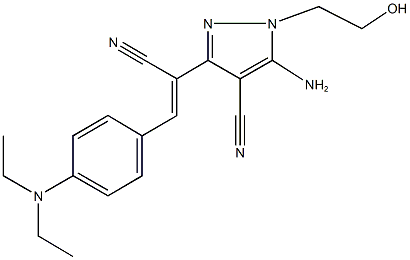 5-amino-3-{1-cyano-2-[4-(diethylamino)phenyl]vinyl}-1-(2-hydroxyethyl)-1H-pyrazole-4-carbonitrile Struktur