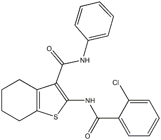 2-[(2-chlorobenzoyl)amino]-N-phenyl-4,5,6,7-tetrahydro-1-benzothiophene-3-carboxamide Struktur