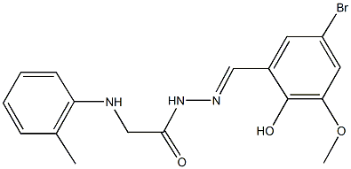 N'-(5-bromo-2-hydroxy-3-methoxybenzylidene)-2-(2-toluidino)acetohydrazide Struktur