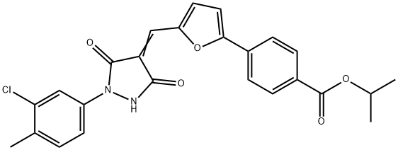 isopropyl 4-(5-{[1-(3-chloro-4-methylphenyl)-3,5-dioxo-4-pyrazolidinylidene]methyl}-2-furyl)benzoate Struktur