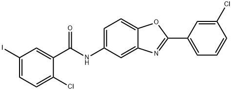 2-chloro-N-[2-(3-chlorophenyl)-1,3-benzoxazol-5-yl]-5-iodobenzamide Struktur