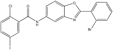 N-[2-(2-bromophenyl)-1,3-benzoxazol-5-yl]-2-chloro-5-iodobenzamide Struktur