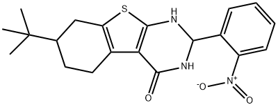 7-tert-butyl-2-{2-nitrophenyl}-2,3,5,6,7,8-hexahydro[1]benzothieno[2,3-d]pyrimidin-4(1H)-one Struktur