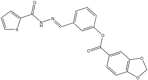 3-[2-(2-thienylcarbonyl)carbohydrazonoyl]phenyl 1,3-benzodioxole-5-carboxylate Struktur