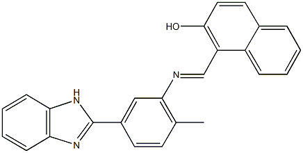 1-({[5-(1H-benzimidazol-2-yl)-2-methylphenyl]imino}methyl)-2-naphthol Struktur