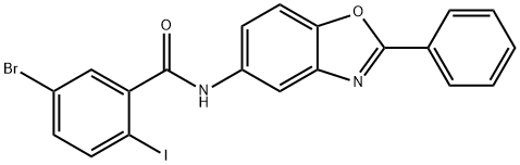 5-bromo-2-iodo-N-(2-phenyl-1,3-benzoxazol-5-yl)benzamide Struktur