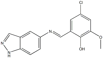 4-chloro-2-[(1H-indazol-5-ylimino)methyl]-6-methoxyphenol Struktur