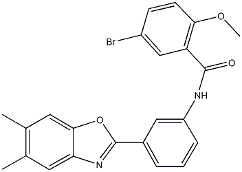 5-bromo-N-[3-(5,6-dimethyl-1,3-benzoxazol-2-yl)phenyl]-2-methoxybenzamide Struktur