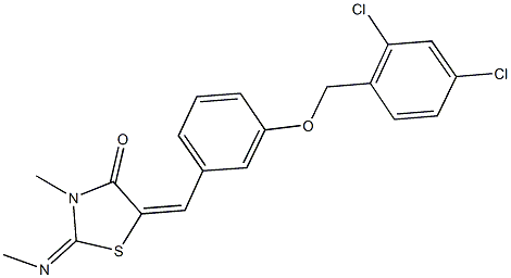 5-{3-[(2,4-dichlorobenzyl)oxy]benzylidene}-3-methyl-2-(methylimino)-1,3-thiazolidin-4-one Struktur