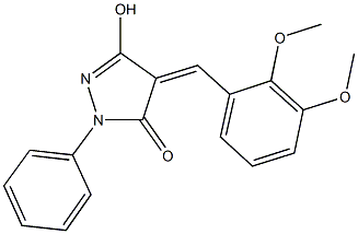 4-(2,3-dimethoxybenzylidene)-5-hydroxy-2-phenyl-2,4-dihydro-3H-pyrazol-3-one Struktur