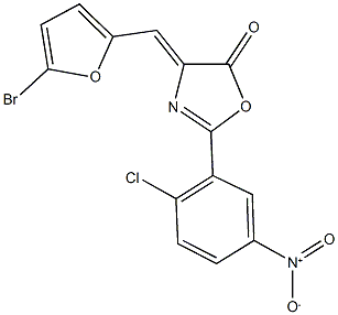 4-[(5-bromo-2-furyl)methylene]-2-{2-chloro-5-nitrophenyl}-1,3-oxazol-5(4H)-one Struktur